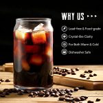 [ 6pcs Set ] Glass Cups with Bamboo Lids and Glass Straw - Beer Can Shaped Drinking Glasses, 16 oz Iced Coffee Glasses, Cute Tumbler Cup for Smoothie, Boba Tea, Whiskey, Water - 2 Cleaning Brushes - Image 3